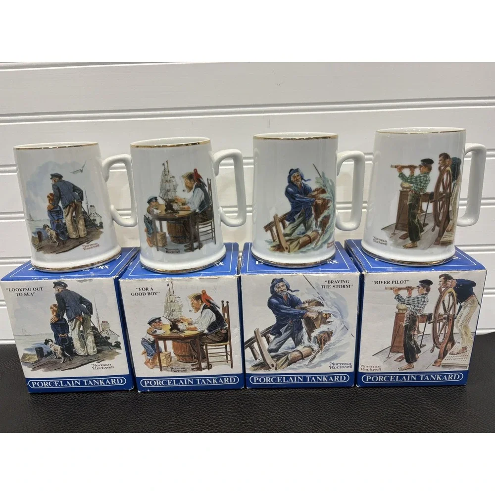 Vintage Norman Rockwell Porcelain Seafarers Collection Nautical Lot of 4